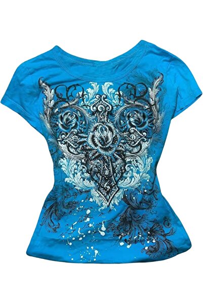 Köstebek Gotička plemenska bluza sa ružama u plavoj boji