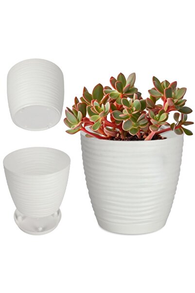 KADAX Ghiveci de flori rotund de 15 cm, din plastic, alb