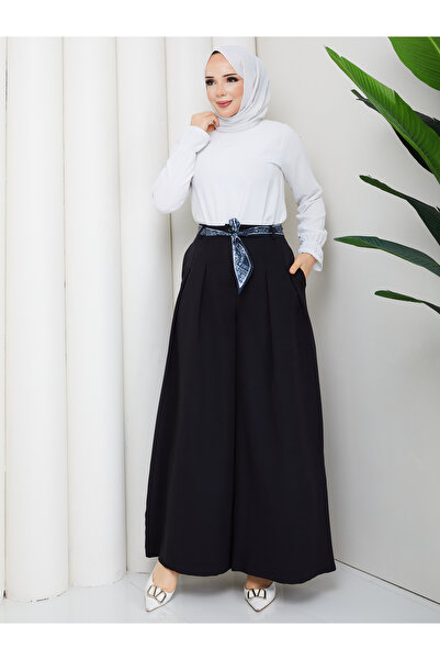 RACE FASHİON بثنيات بنطلون عالي الخصر مع حزام RC7000