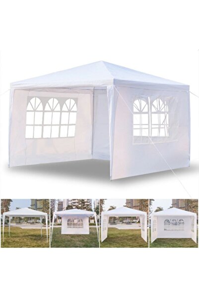 PROCART Cort de grădină 3x3 m, Pavilion cu 3 pereți și ferestre laterale, Cad...