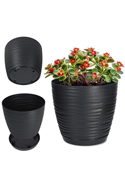 KADAX Ghiveci de flori rotund 13cm din plastic, antracit
