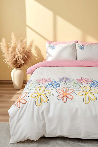 Rivaİstanbul Puff Embroidered Bellis Double 100% Cotton Cotton Piece Duvet Co...