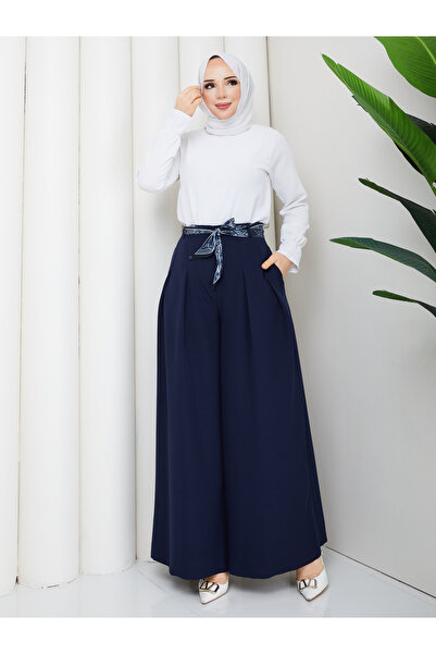 RACE FASHİON Pleated Belted High Waist Pants Rc7000