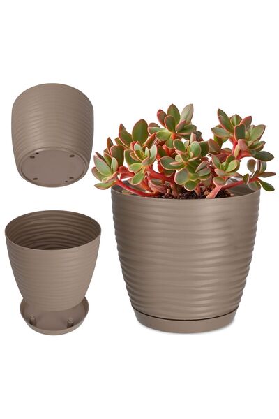 KADAX Ghiveci de flori rotund 17cm din plastic, bej