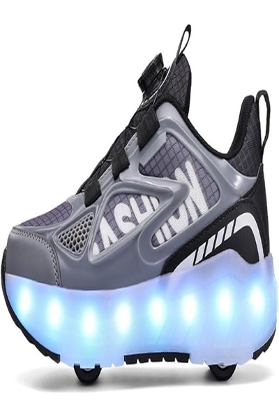 Axpeih حذاء تزلج بأربع عجلات بإضاءة LED قابلة لإعادة الشحن، مناسب للأولاد وال...