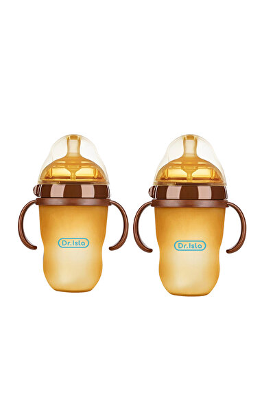 dr.Isla عبوتان من زجاجات الرضاعة للأطفال سعة 250 مل بمقبض، مضادة للاختناق، مز...