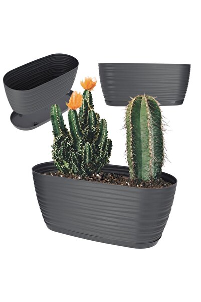 KADAX Ghiveci de flori 27cm oval din plastic, antracit