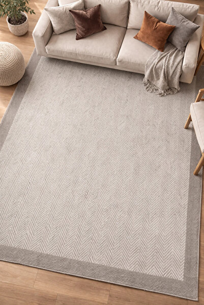 Filizon Mess Modern Dekoratif Yumuşak Dokulu Sisal Halı 3939 Krem Vizon