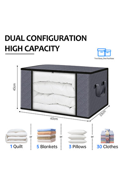 Axpeih Large Capacity Collapsible Storage Bins 60x43x33cm Dark Grey 6 Pack fo...