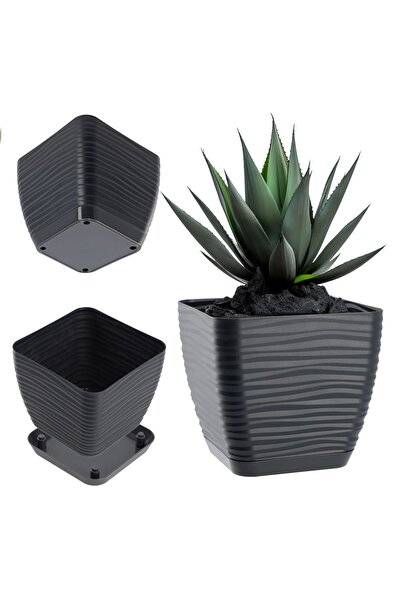 KADAX Ghiveci de flori pătrat 12cm, capac din plastic, antracit