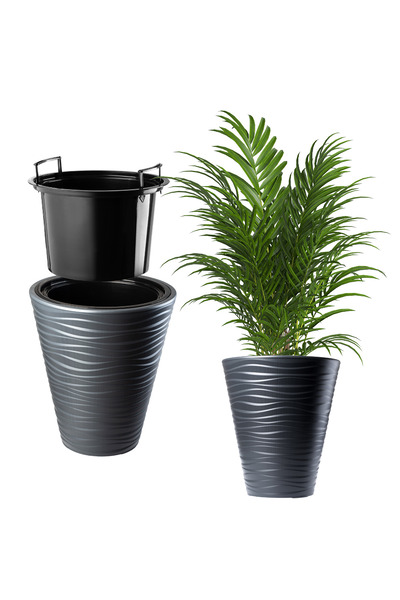 KADAX Ghiveci de flori 30 cm, capac cu inserție, antracit, plastic