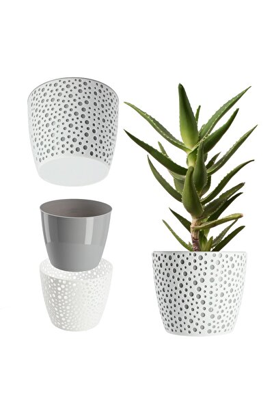 KADAX Ghiveci de flori, Ghiveci de flori, Ghiveci rotund din plastic, 11 cm gri