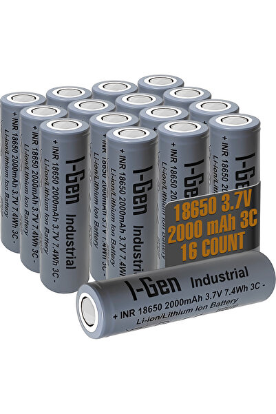 I Gen Industrial E001 Inr 18650 3.7V 2000 Mah 3c 7.4WH Li-Ion Şarjlı Pil Düz ...