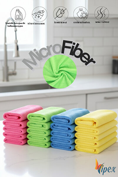 VİPEX Mikrofiber Eco Temizlik Bezi Ultra Emiciliğe Sahip 160 GSM 40x40cm