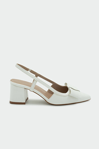 LAMİNTA Forza Bow Detail Women's White Heeled Shoes