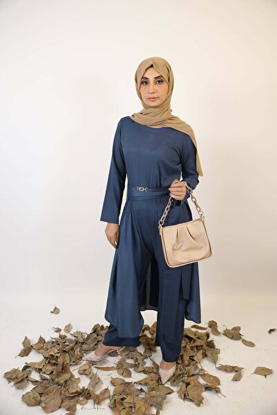 Libas lab Mumtia- Chic modest style jumpsuit dress with belt embellishment an...