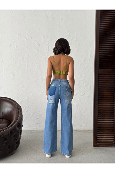 ADAMODA.RO Blugi evazați cu rupturi la spate