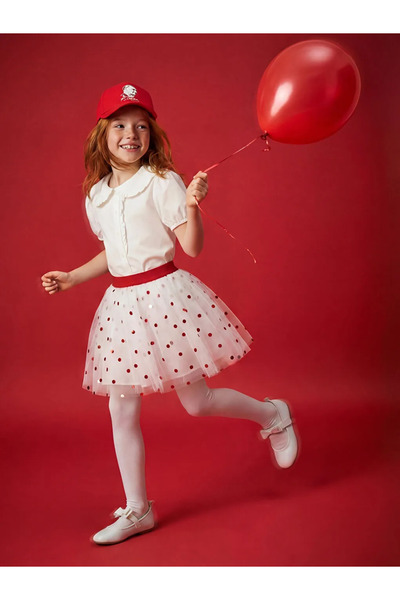 LC Waikiki LCW Kids Ekru Kız Çocuk Puantiyeli Tütü Etek Ve Külotlu Çorap