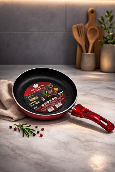 Rivorn Evinda 22 cm Red Honeycomb Non-Stick Teflon Pan – Fireproof Non-Stick ...