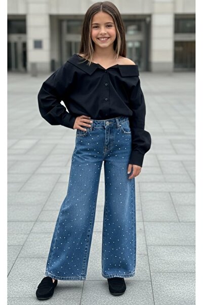 LH LOUIS HILTON Kız Çocuk Taş İşlemeli Jean Pantolon