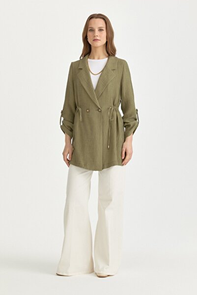 Nihan Kruvaze Lyocell Ceket Haki