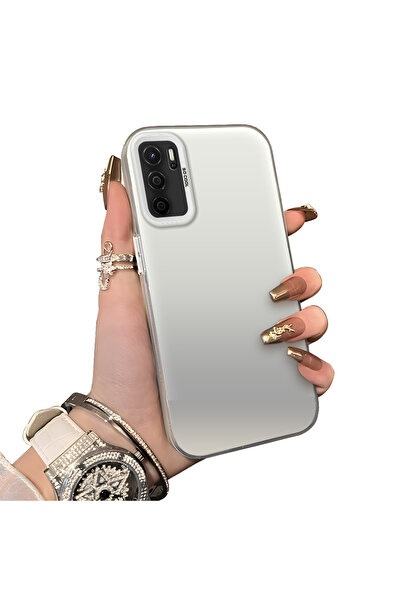ucuc Oppo A16/A16S Uyumlu Sert Akrilik Arka Silikon Kenar Lens Koruma Kılıf