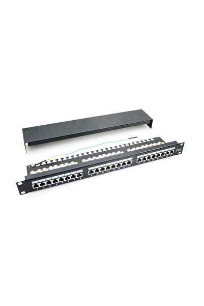 Emtex Patch panel 24 ports, 1U, FTP Cat.6, Krone+110, integrated cable support -