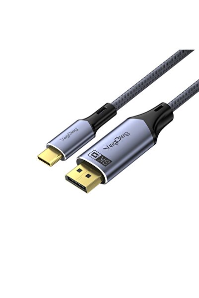Veggieg Type-C to DP Kablo 8K 60Hz 4K 240Hz HDR ARC 48Gbps Örgülü Çift Yönlü ...