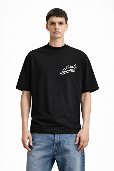 CAMBLYS قميص يونيسكس سانت لورين بطباعة الجرافيتي والشعار المطبوع مسبقًا، قماش...