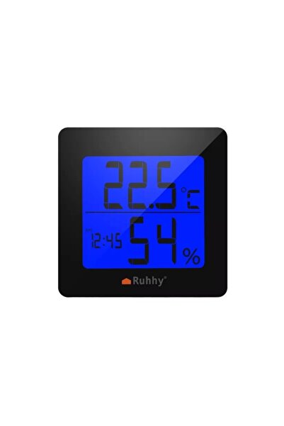 Ruhhy Termometru și higrometru digital 5 în 1, afișaj LCD, semnal sonor, ceas...