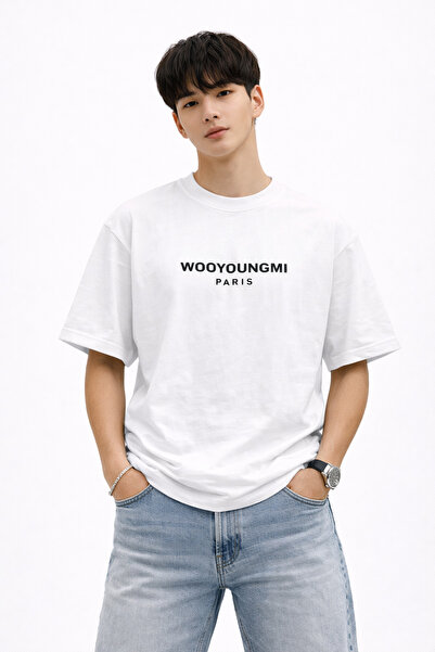 CAMBLYS قميص يونيسكس وويونجمي باريس بشعار مطبوع من الأمام، قماش سميك كبير الح...