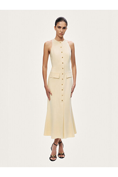 Nocturne Düğme Detaylı Midi Elbise