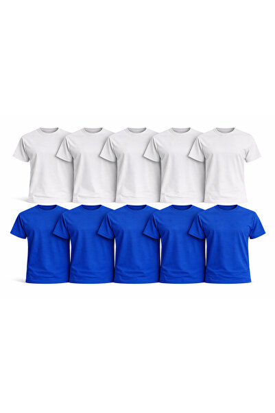 OEM Set 10 Tricouri Albe si Albastre Bărbați 100% Bumbac, Tricouri Simple Bas...