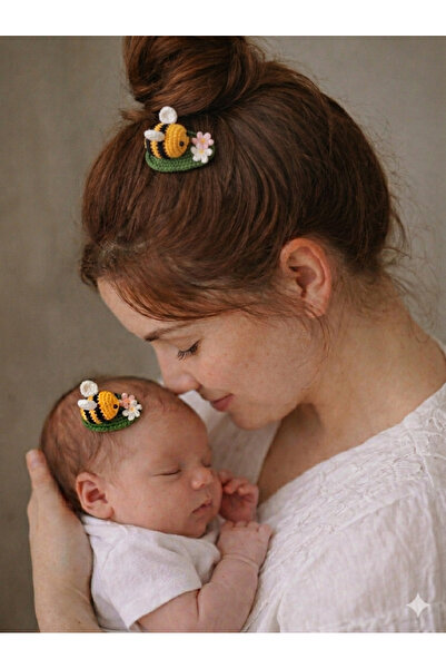 Hand Mother's Since 2024 Hand Knitted Amigurumi Bee Figured Mother-Baby Combi...
