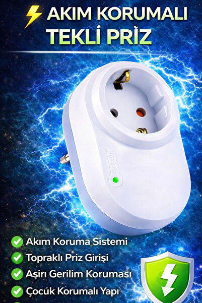 kialed Akım Korumalı Tekli Priz – Topraklı & Çocuk Korumalı