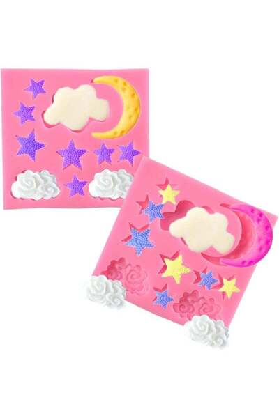 Arabest 2PCS Moon and Star Molds Silicone, For Chocolate Candy Baking Cakes D...