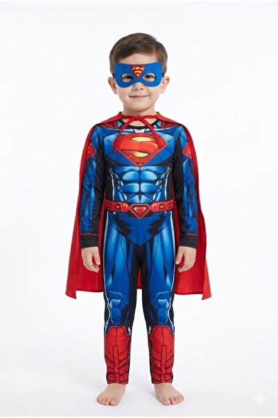 Trend Bebe Butik Superman Kostümü 3-8 Yaş Çocuk – Tam Set Maskeli Kahraman Ko...