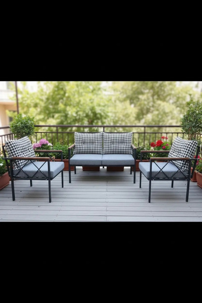 adımshops Safir 2+1+1 Kaz Ayağı Kırlent Bahçe,balkon,cafe Teras Mobilyası,çay...