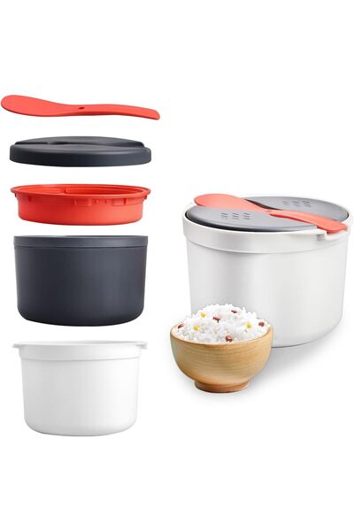 Arabest Microwave Rice Cooker, 2L Microwave Pasta Cooker 2 Layer Microwave Ve...