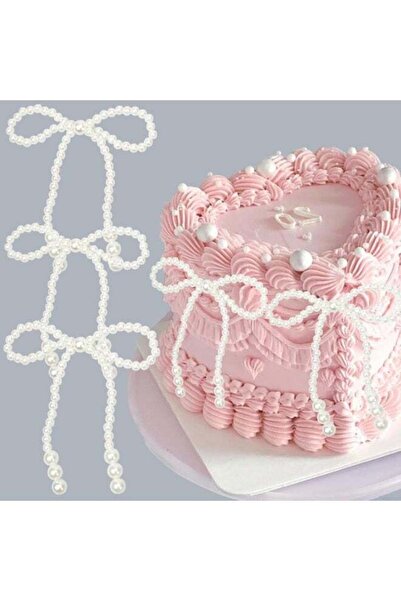 Arabest 12 قطعة من زينة الكيك على شكل فيونكات لؤلؤية، زينة كيك على شكل فيونكا...