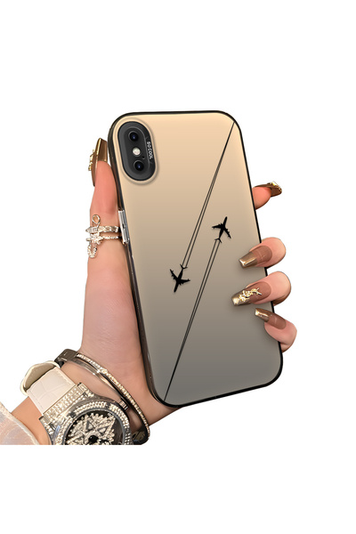 ucuc iPhone XS Max Uyumlu Sert Akrilik Arka Silikon Kenar Lens Koruma Kılıf U...