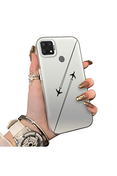 ucuc Oppo A15/A15S Uyumlu Sert Akrilik Arka Silikon Kenar Lens Koruma Kılıf U...