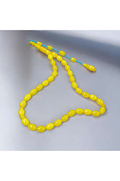 İnan Tesbih Handmade Lemon Color Ring Model Crimped Amber Prayer Beads