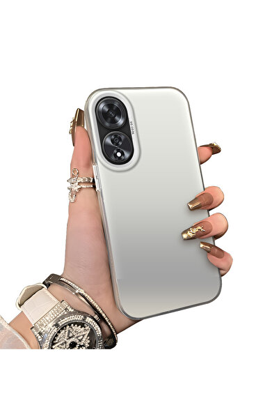 ucuc Oppo A60 Uyumlu Sert Akrilik Arka Silikon Kenar Lens Koruma Kılıf