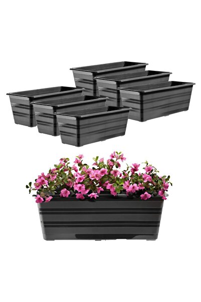 KADAX Ghiveci de balcon, ghiveci mare de 40 cm, pachet de 6 flori, suport pen...