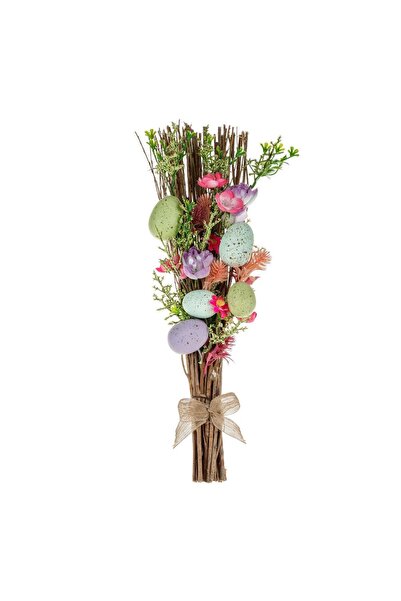 OEM Buchet Decorativ de Paste cu Oua Flori Colorate 45cm