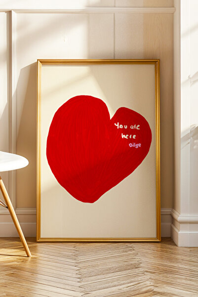 ArtDropsco Kişiye Özel İsim Yazılı Kalp Tablosu Poster Romantik Duvar Dekoru ...