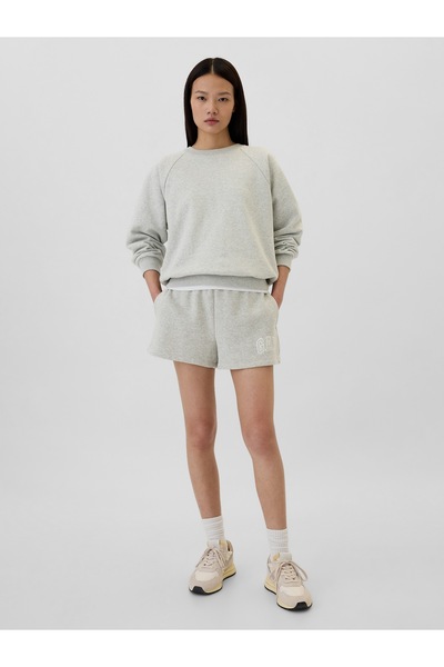 GAP Kadın Açık Gri Logo Fleece Şort