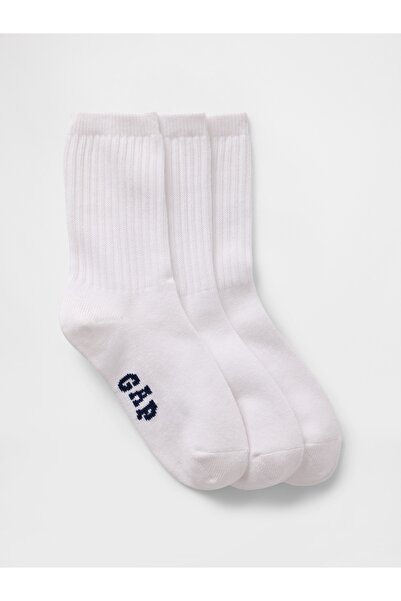 GAP Erkek Çocuk Beyaz Logo Crew Çorap (3’lü)