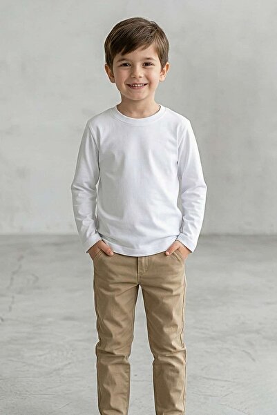 zubi kids Unisex White Cotton Pack Long Sleeve T-Shirt (6-13 Years)